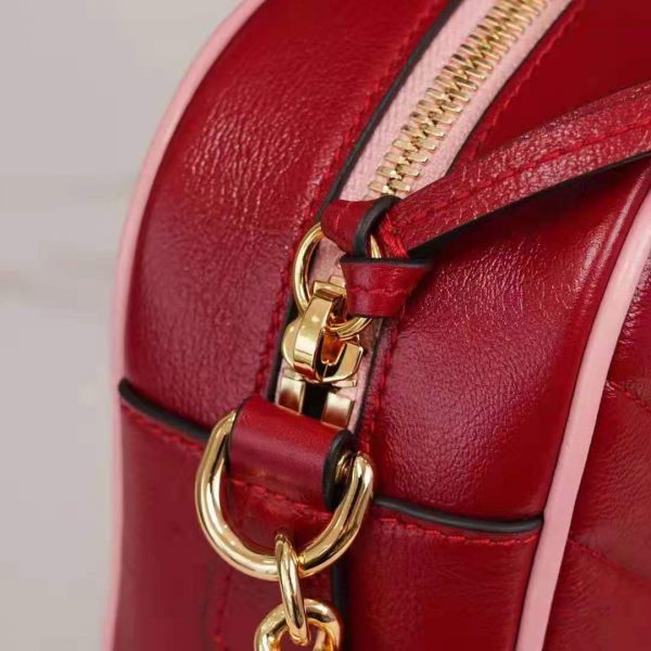 Gucci GG Women GG Marmont Small Shoulder Bag Dark Red Diagonal Matelassé Leather (4)