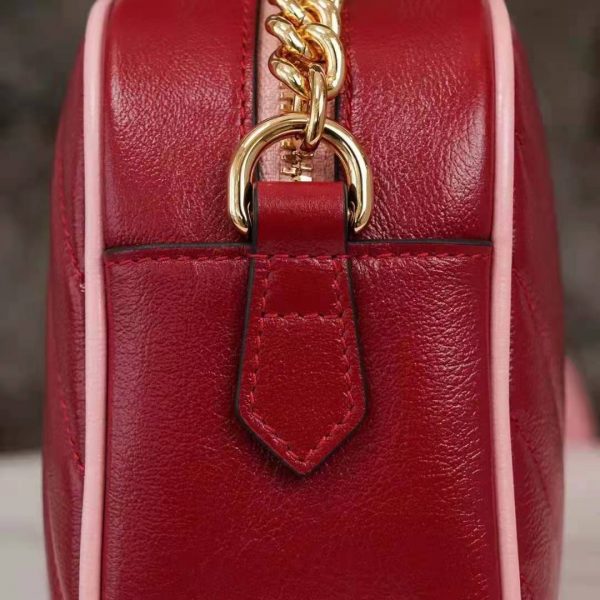Gucci GG Women GG Marmont Small Shoulder Bag Dark Red Diagonal Matelassé Leather (5)