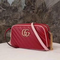 Gucci GG Women GG Marmont Small Shoulder Bag Dark Red Diagonal Matelassé Leather