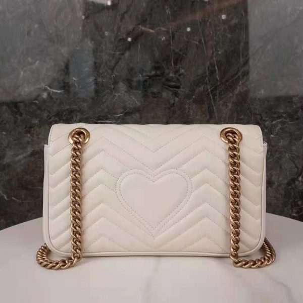 Gucci GG Women GG Marmont Small White Matelassé Shoulder Bag Double G (11)