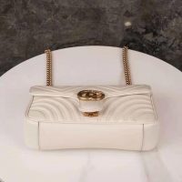 Gucci GG Women GG Marmont Small White Matelassé Shoulder Bag Double G