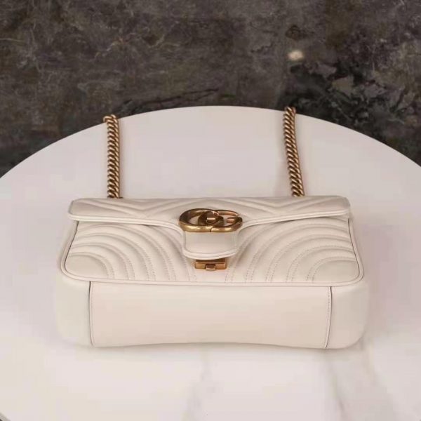 Gucci GG Women GG Marmont Small White Matelassé Shoulder Bag Double G (14)