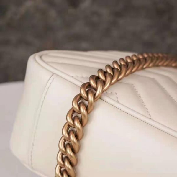 Gucci GG Women GG Marmont Small White Matelassé Shoulder Bag Double G (15)