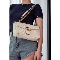 Gucci GG Women GG Marmont Small White Matelassé Shoulder Bag Double G