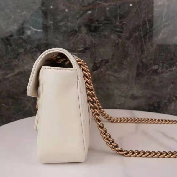 Gucci GG Women GG Marmont Small White Matelassé Shoulder Bag Double G (4)