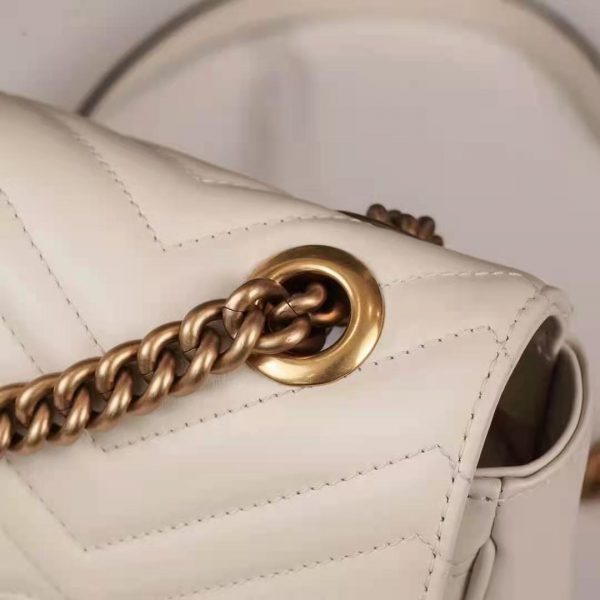 Gucci GG Women GG Marmont Small White Matelassé Shoulder Bag Double G (5)