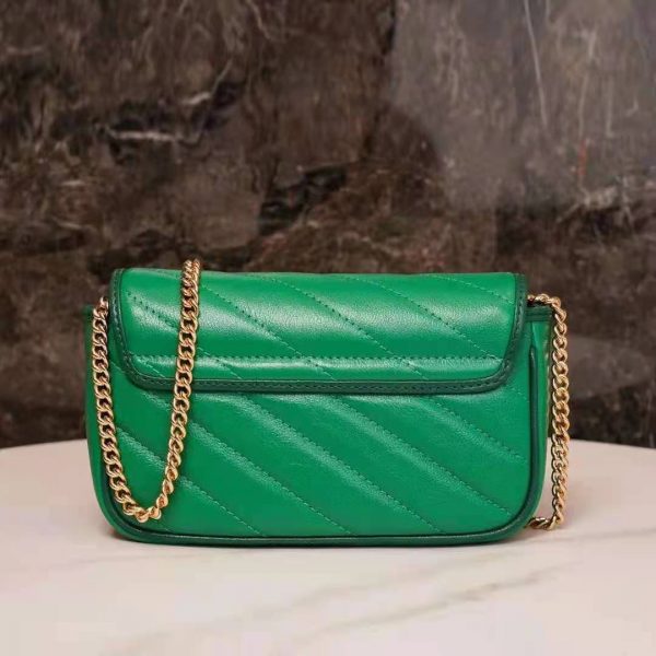 Gucci GG Women GG Marmont Super Mini Bag Bright Green Diagonal Matelassé Leather (13)
