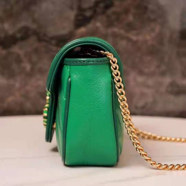 Gucci GG Women GG Marmont Super Mini Bag Bright Green Diagonal Matelassé Leather (14)