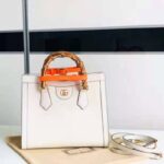 Gucci GG Women Gucci Diana Small Tote Bag Double G White Leather - Image 3