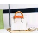Gucci GG Women Gucci Diana Small Tote Bag Double G White Leather - Image 4