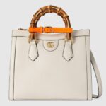 Gucci GG Women Gucci Diana Small Tote Bag Double G White Leather