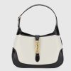 Gucci GG Women Jackie 1961 Small Shoulder Bag White with Black Leather