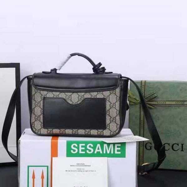 Gucci GG Women Padlock Mini Bag Beige and Ebony GG Supreme Canvas with Black Leather (3)