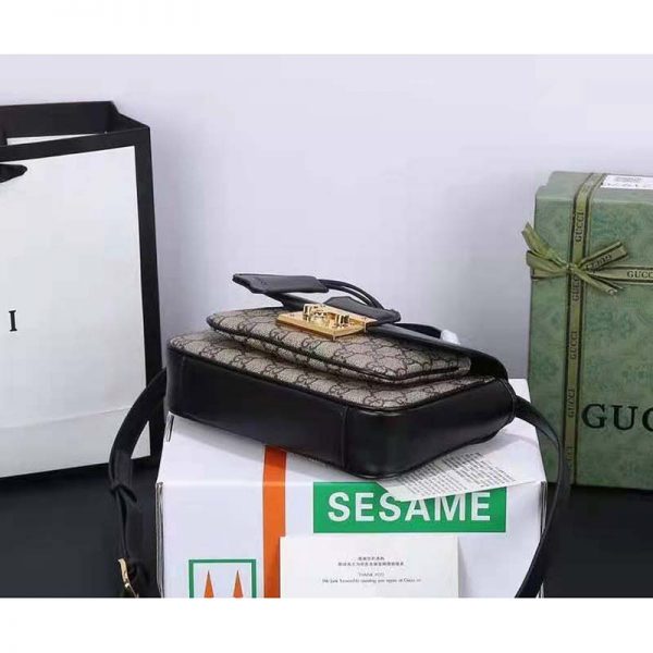 Gucci GG Women Padlock Mini Bag Beige and Ebony GG Supreme Canvas with Black Leather (4)