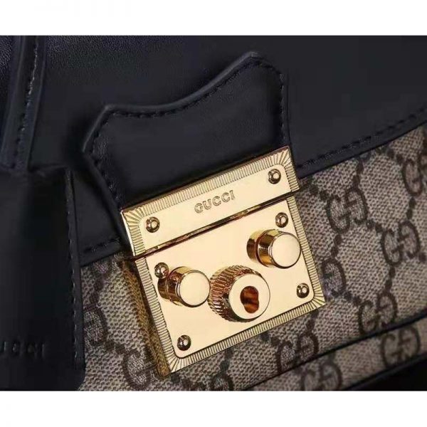 Gucci GG Women Padlock Mini Bag Beige and Ebony GG Supreme Canvas with Black Leather (5)
