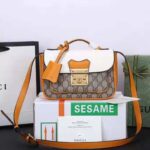 Gucci GG Women Padlock Mini Bag GG Supreme Canvas with White Leather - Imagen 2