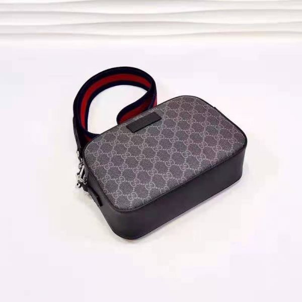 Gucci Unisex GG Black Shoulder Bag Black Grey GG Supreme Canvas (11)