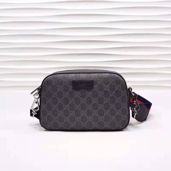 Gucci Unisex GG Black Shoulder Bag Black Grey GG Supreme Canvas (3)