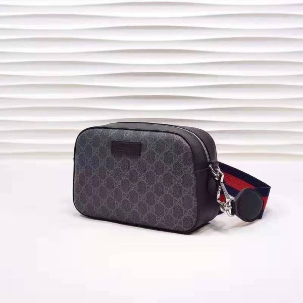 Gucci Unisex GG Black Shoulder Bag Black Grey GG Supreme Canvas (4)