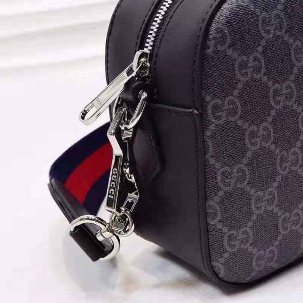 Gucci Unisex GG Black Shoulder Bag Black Grey GG Supreme Canvas (7)