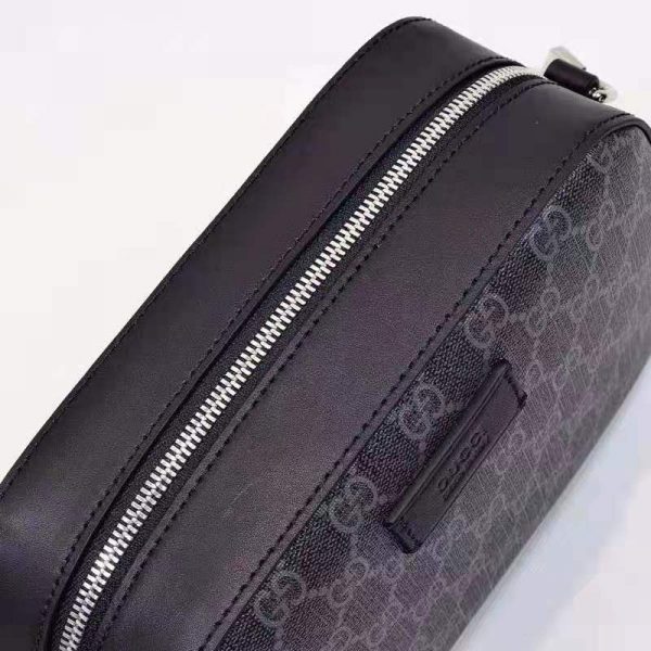 Gucci Unisex GG Black Shoulder Bag Black Grey GG Supreme Canvas (8)