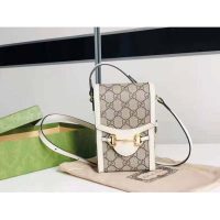 Gucci Unisex Gucci Horsebit 1955 Mini Bag Beige Ebony GG Supreme Canvas