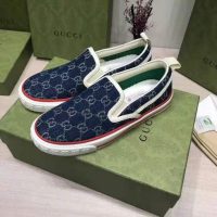 Gucci Unisex Gucci Tennis 1977 Slip-On Sneaker Eco Washed Organic GG Jacquard Denim