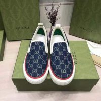 Gucci Unisex Gucci Tennis 1977 Slip-On Sneaker Eco Washed Organic GG Jacquard Denim