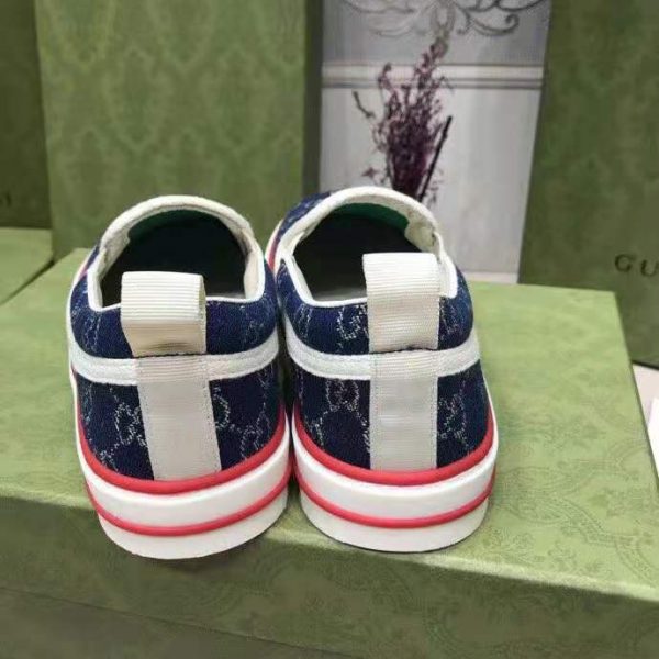Gucci Unisex Gucci Tennis 1977 Slip-On Sneaker Eco Washed Organic GG Jacquard Denim (7)