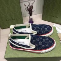 Gucci Unisex Gucci Tennis 1977 Slip-On Sneaker Eco Washed Organic GG Jacquard Denim