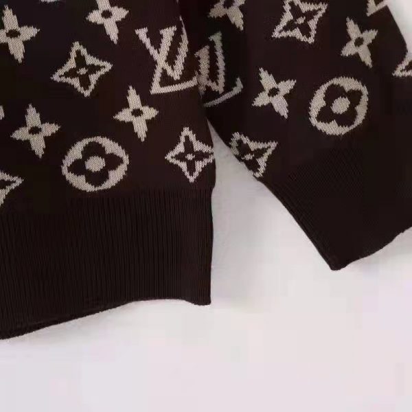 Louis Vuitton LV Men Full Monogram Jacquard Crew Neck Cotton Black (4)