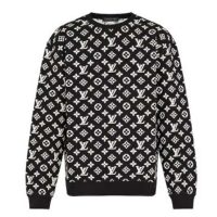 Louis Vuitton LV Men Full Monogram Jacquard Crew Neck Cotton Black