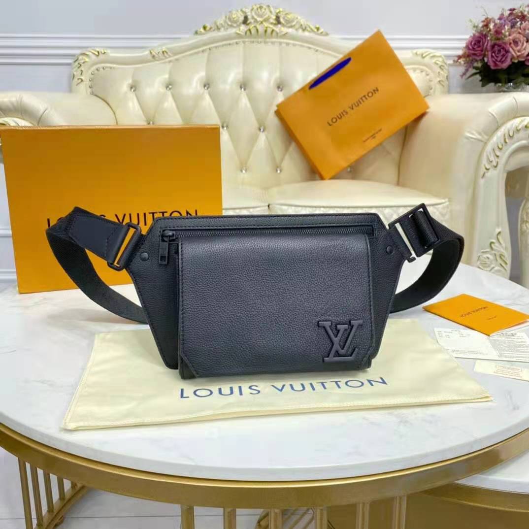 Louis Vuitton LV Unisex Aerogram Slingbag Black Grained Calf Leather - LULUX