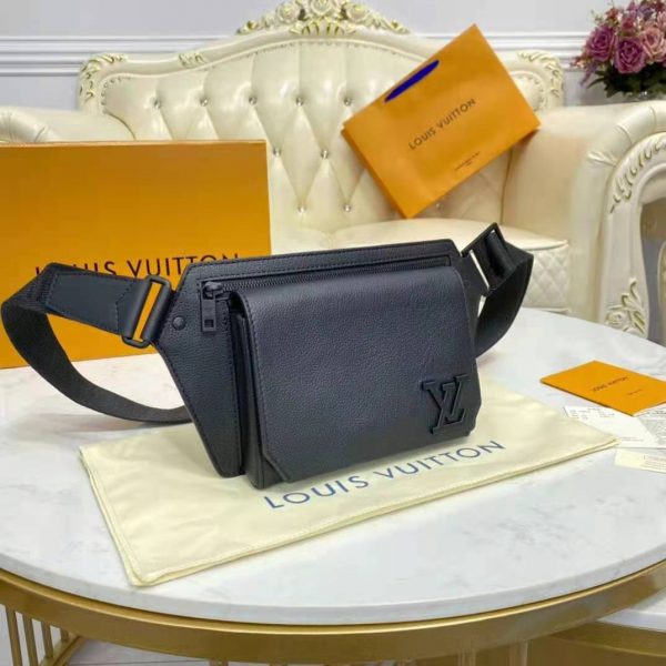 Louis Vuitton LV Unisex Aerogram Slingbag Black Grained Calf Leather (5)