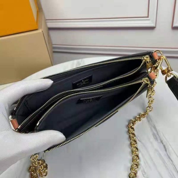 Louis Vuitton LV Unisex Black Multi Pochette Accessoires Embossed Supple Grained Cowhide (1)