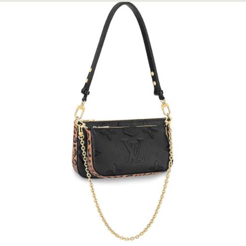 LV LV Unisex Félicie Pochette Monogram Empreinte Embossed Supple Grained  Cowhide Black in 2023