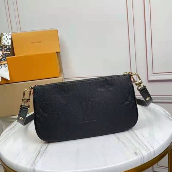 Louis Vuitton LV Unisex Black Multi Pochette Accessoires Embossed Supple Grained Cowhide (5)