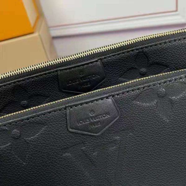 Louis Vuitton LV Unisex Black Multi Pochette Accessoires Embossed Supple Grained Cowhide (9)