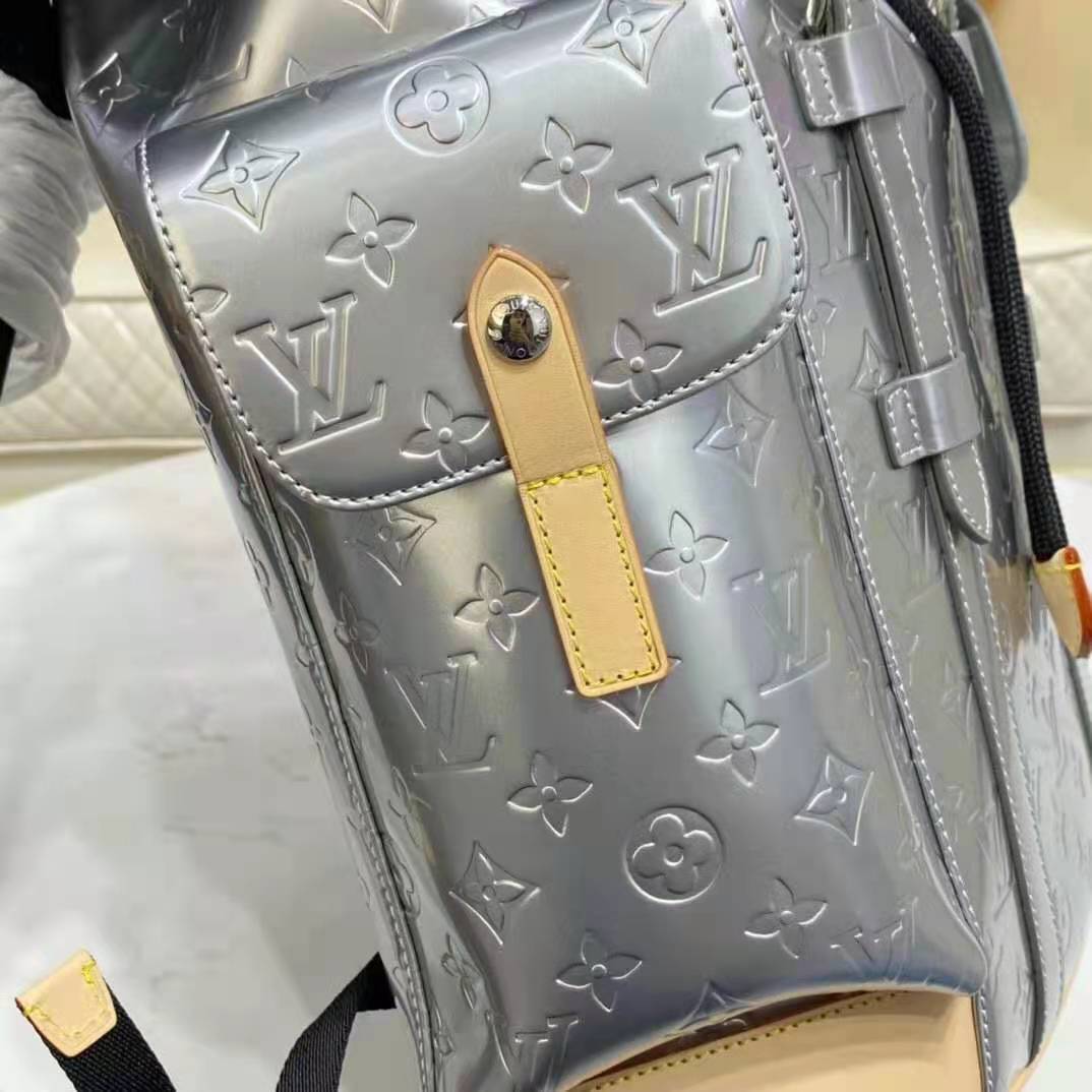 LV Christopher MM Backpack in Monogram Mirror Coated Canvas