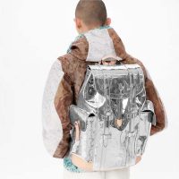 Louis Vuitton LV Unisex Christopher PM Backpack Monogram Mirror Coated Canvas Natural Cowhide