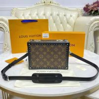 Louis Vuitton LV Unisex Clutch Box Brown Monogram Eclipse Coated Canvas Cowhide Leather