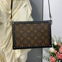 Louis Vuitton LV Unisex Clutch Box Brown Monogram Eclipse Coated Canvas Cowhide Leather