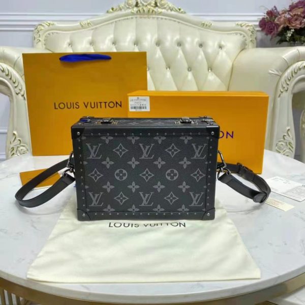 Louis Vuitton LV Unisex Clutch Box Grey Monogram Eclipse Coated Canvas Cowhide Leather (10)
