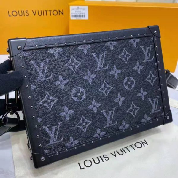 Louis Vuitton LV Unisex Clutch Box Grey Monogram Eclipse Coated Canvas Cowhide Leather (12)