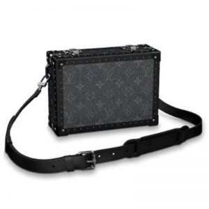 Louis Vuitton LV Unisex Clutch Box Grey Monogram Eclipse Coated Canvas Cowhide Leather