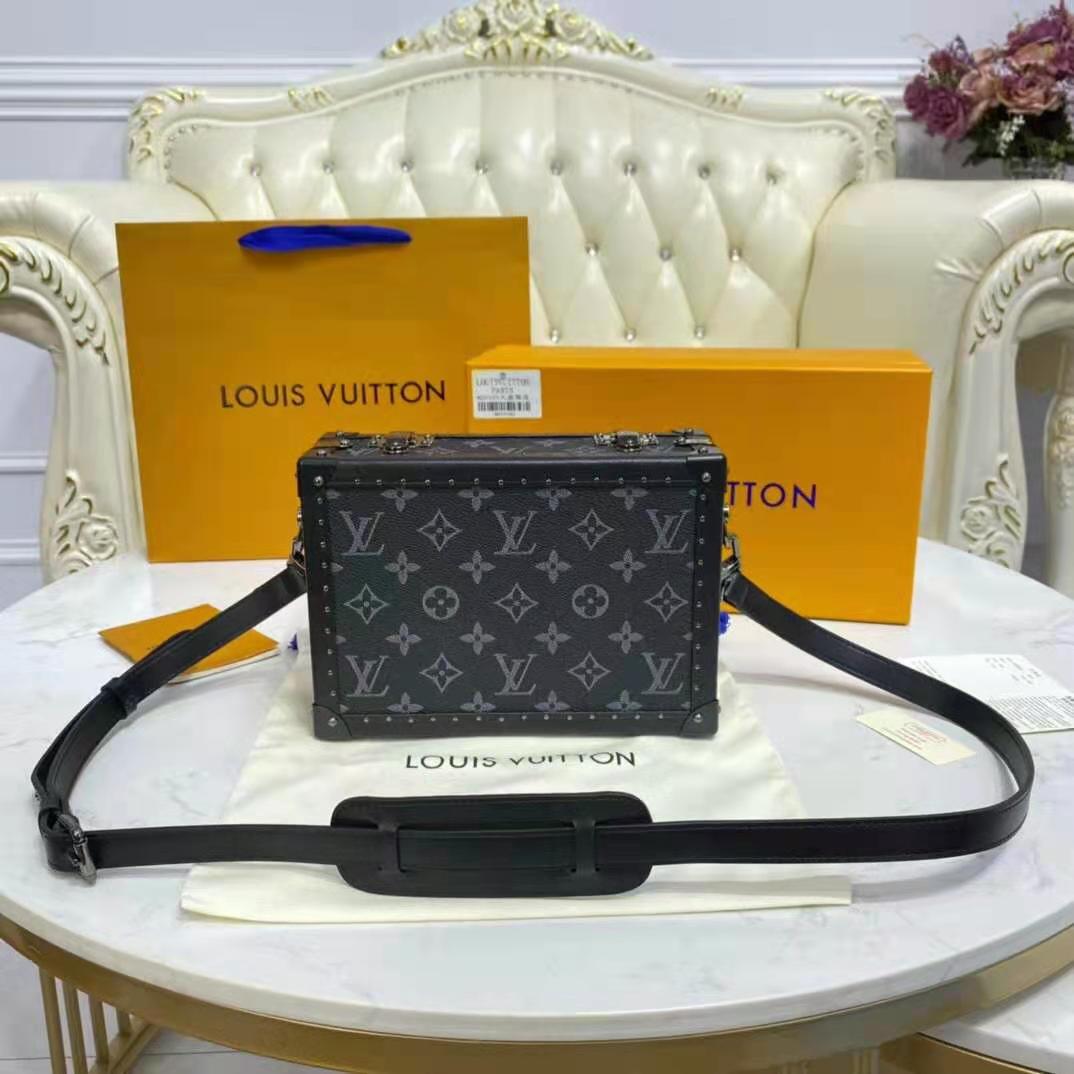 LV LV Unisex Clutch Box Brown Monogram Eclipse Coated Canvas Cowhide  Leather in 2023