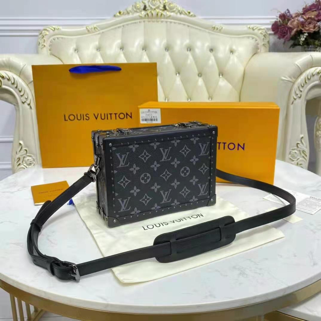 Louis Vuitton LV Unisex Clutch Box Grey Monogram Eclipse