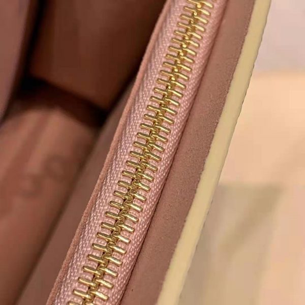Louis Vuitton LV Unisex Croisette Chain Wallet Rose Ballerine Pink Damier Azur Coated Canvas (12)