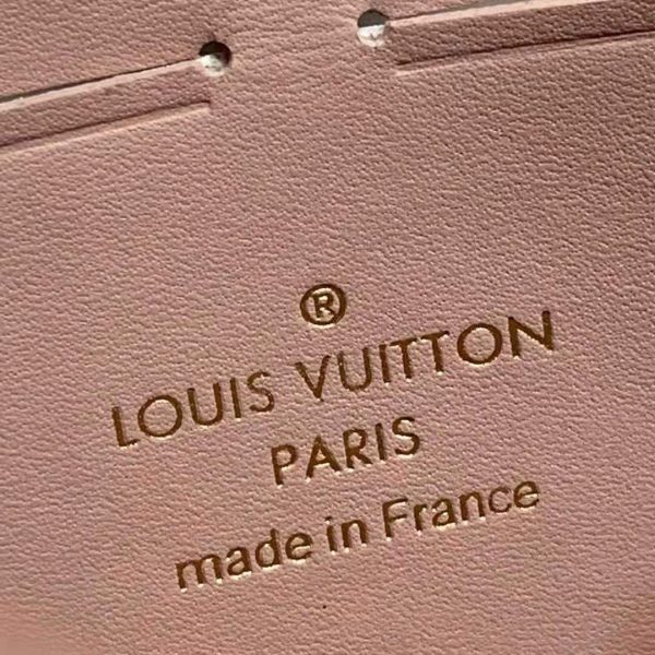 Louis Vuitton LV Unisex Croisette Chain Wallet Rose Ballerine Pink Damier Azur Coated Canvas (15)