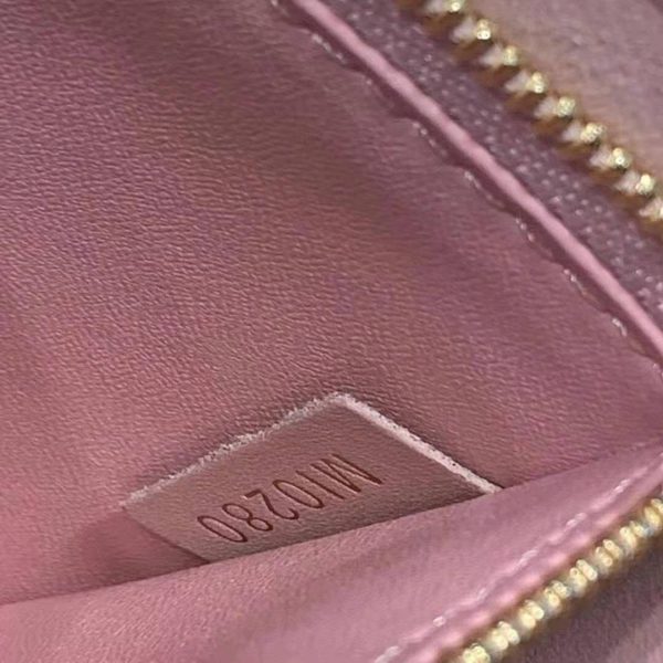 Louis Vuitton LV Unisex Croisette Chain Wallet Rose Ballerine Pink Damier Azur Coated Canvas (16)